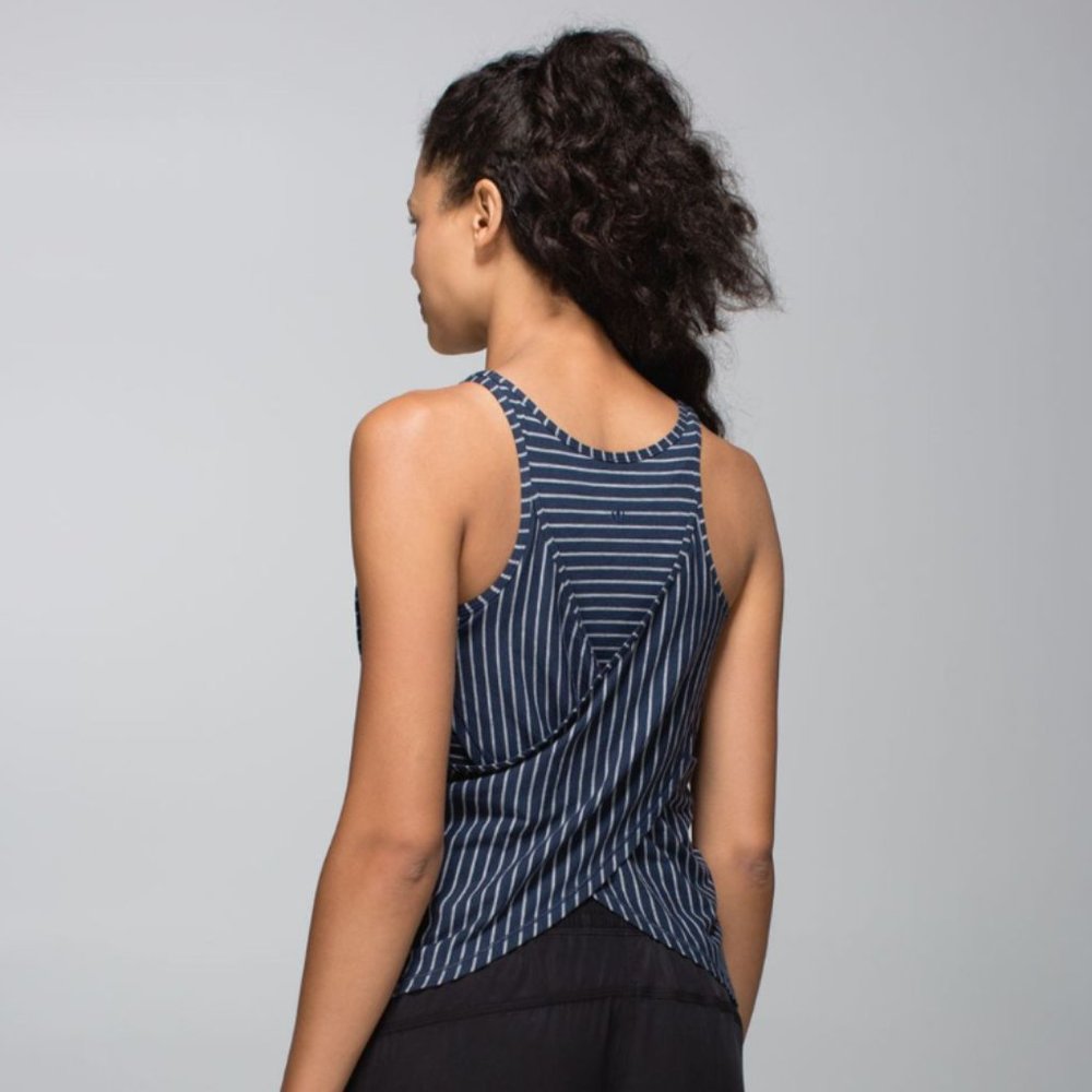 Lululemon Vita Racer Tank - West2east Stripe Inkwell Heathered Medium Grey - 4